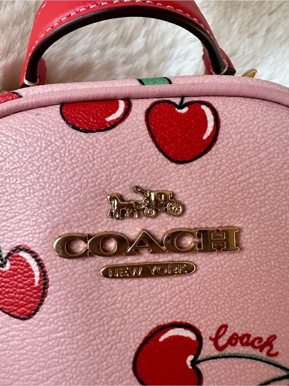Coach Pink Cherry Crossbody Phone Pouch with Red Strap - Picture 7 of 11